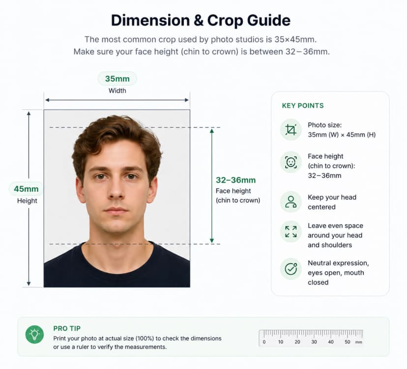 Australia passport photo dimension and crop guide