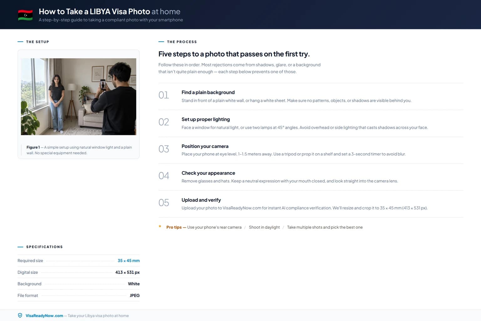 How to take a compliant Libya visa photo at home