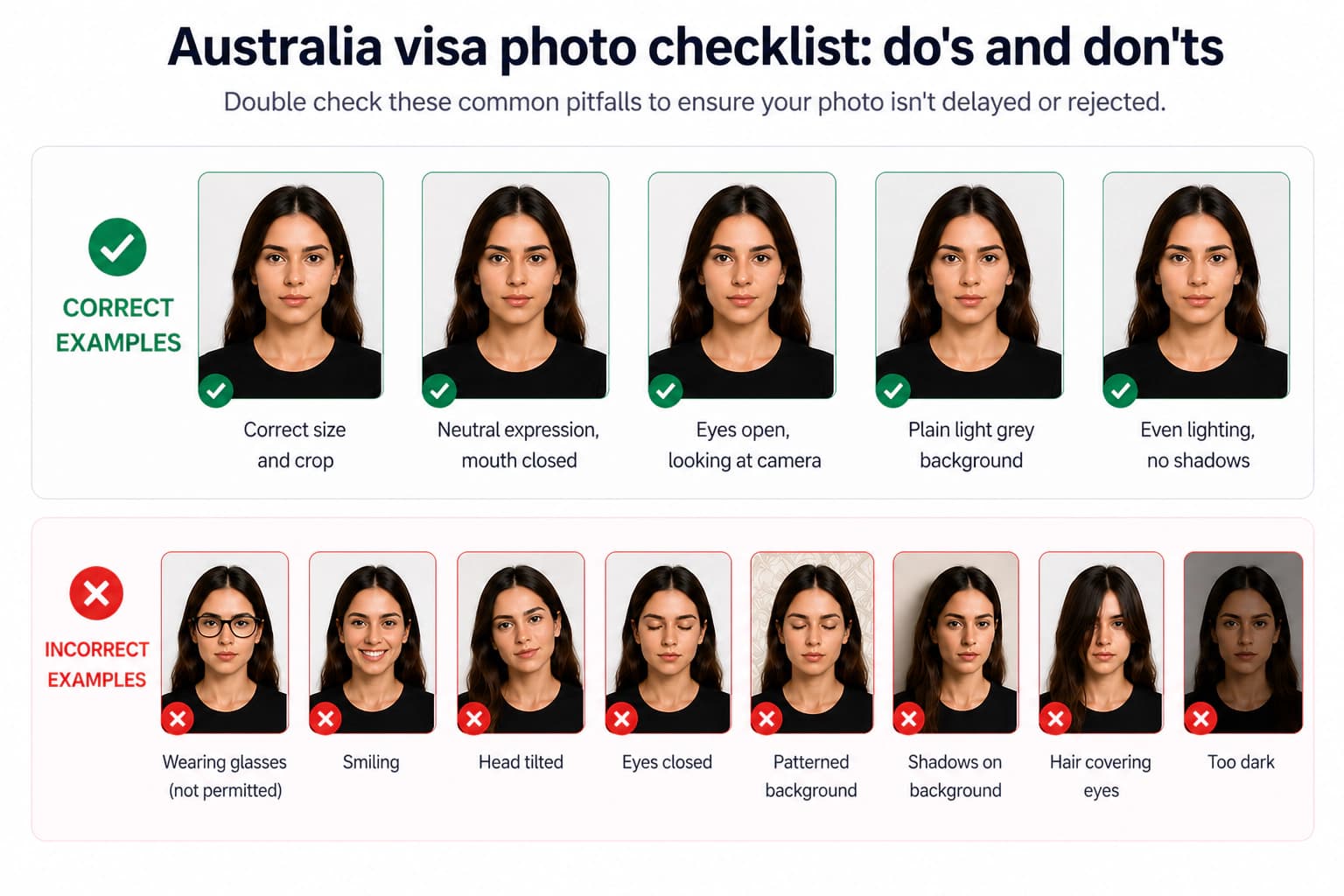 Australia visa photo dos and donts checklist