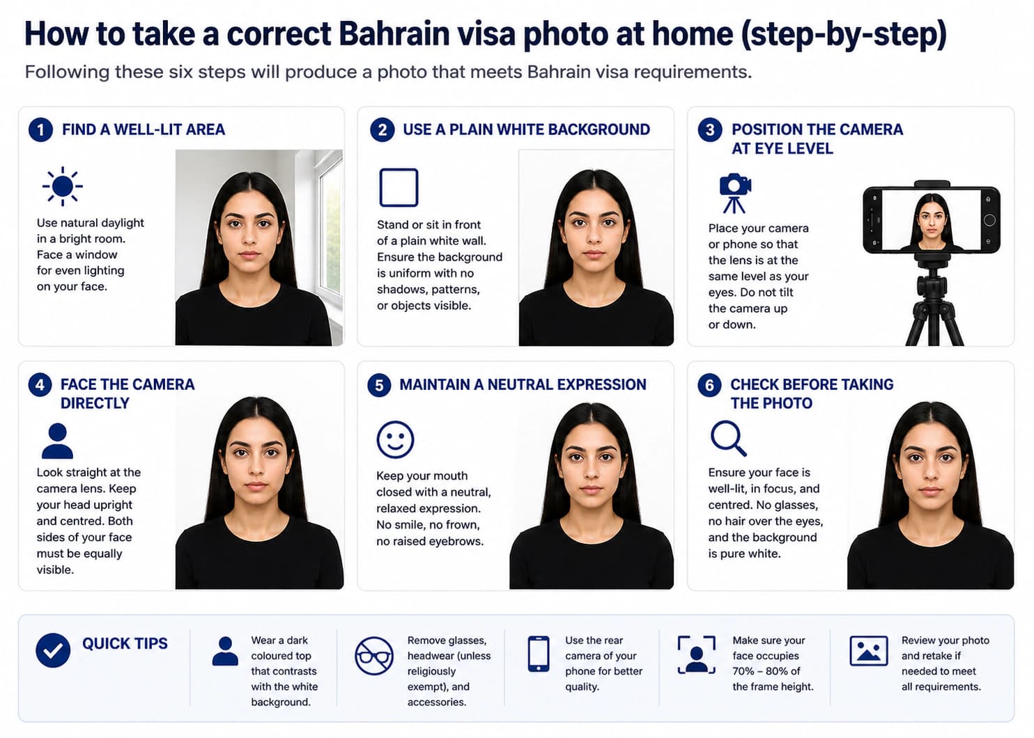 How to take a Bahrain visa photo at home