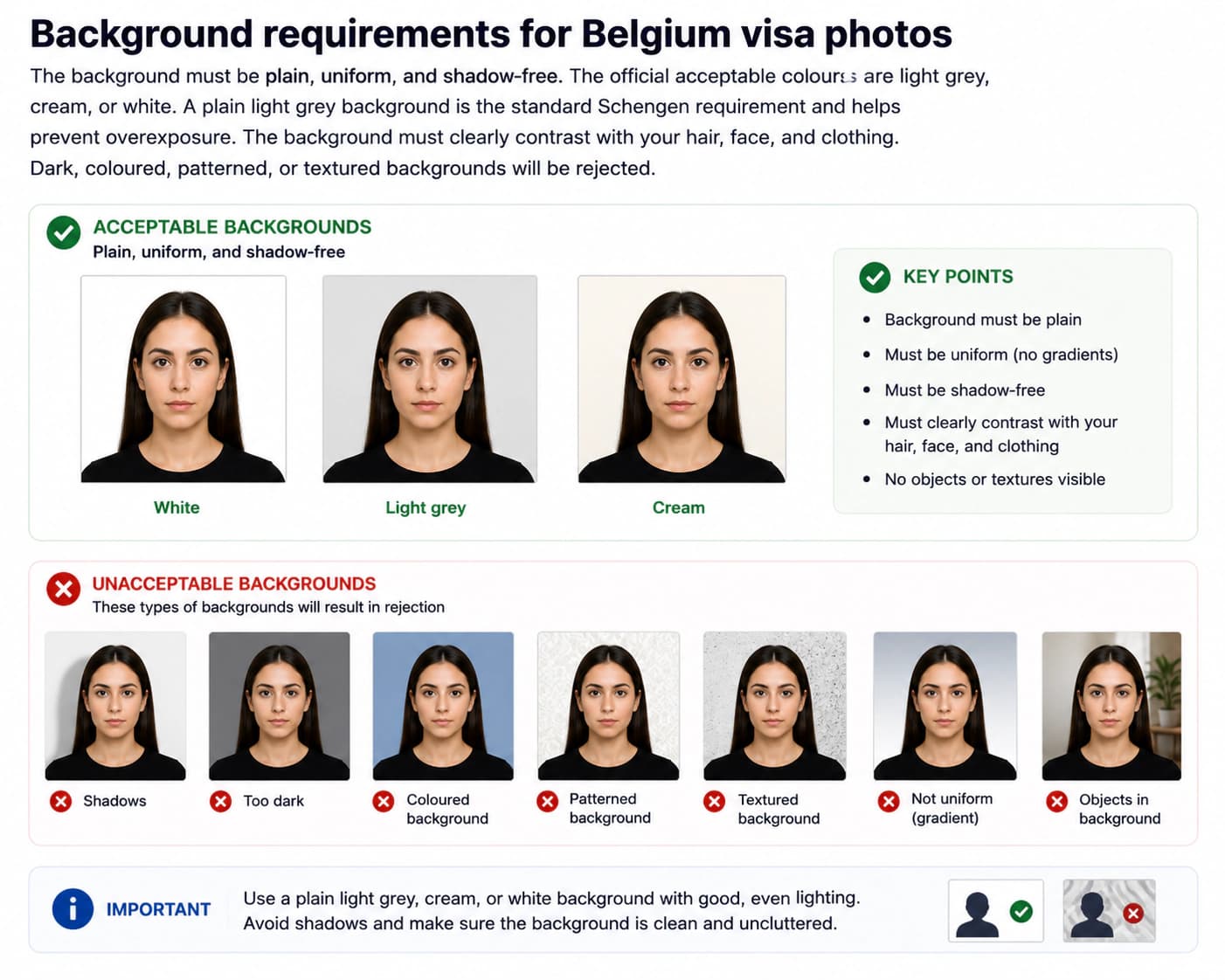 Belgium visa photo background rules