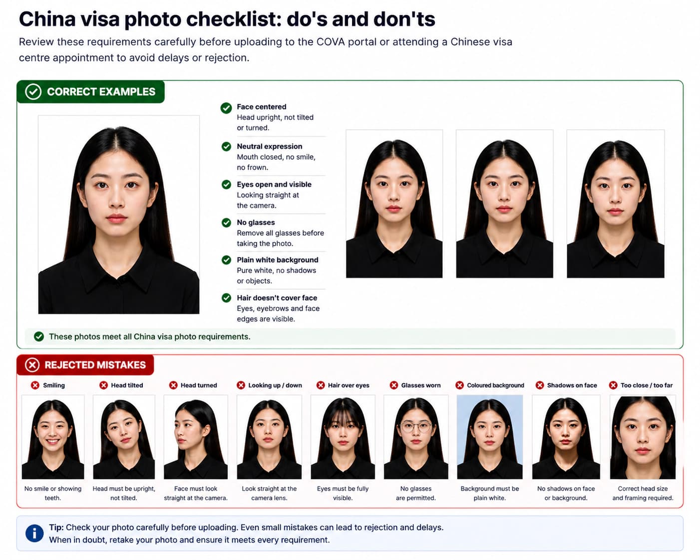 China visa photo dos and donts checklist