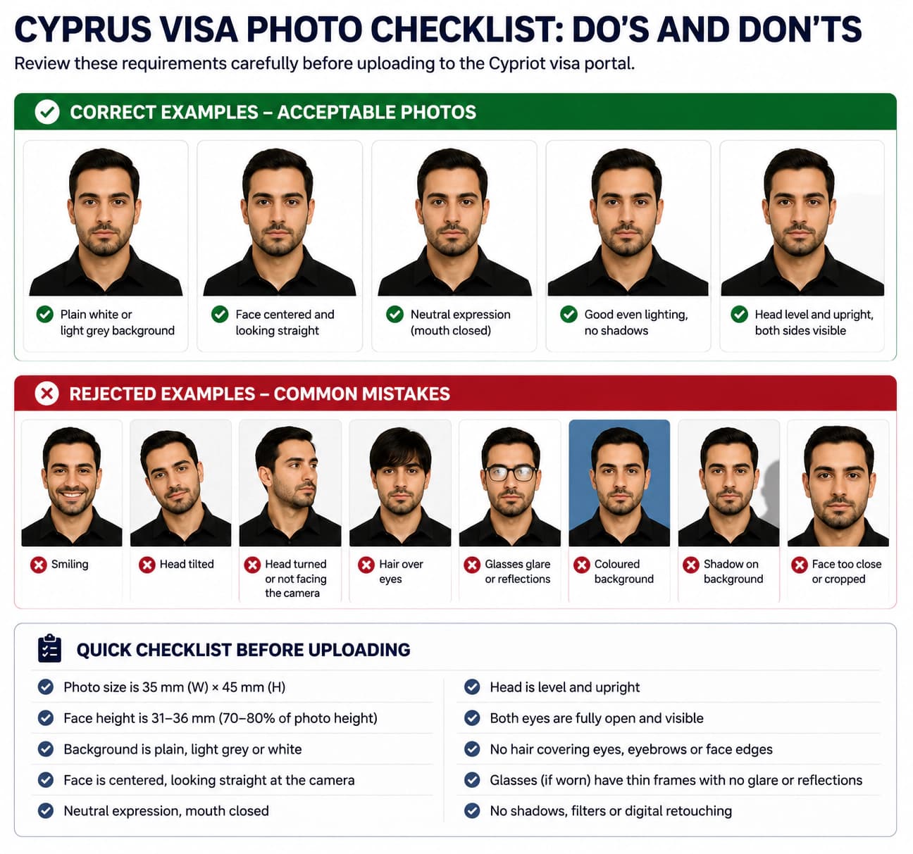 Cyprus visa photo dos and donts checklist