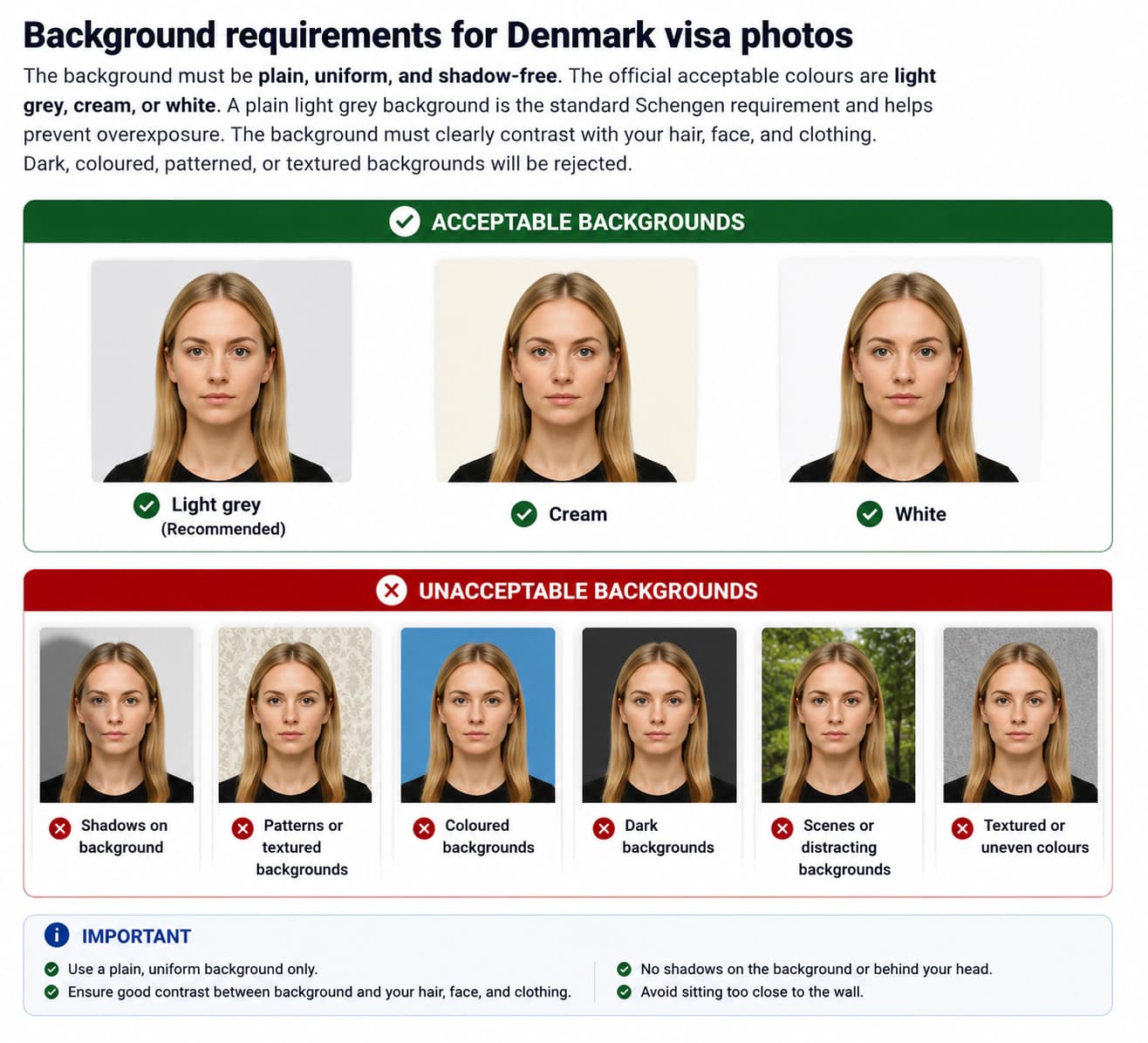 Denmark visa photo background rules