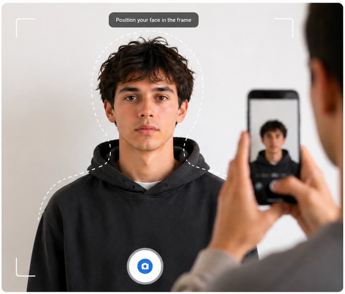Person taking a selfie with smartphone