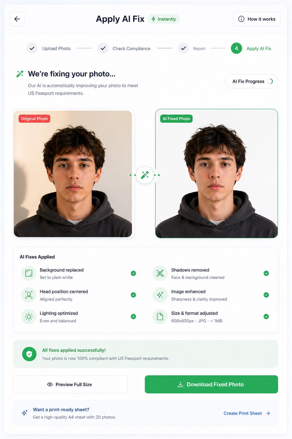 AI fixing the photo automatically