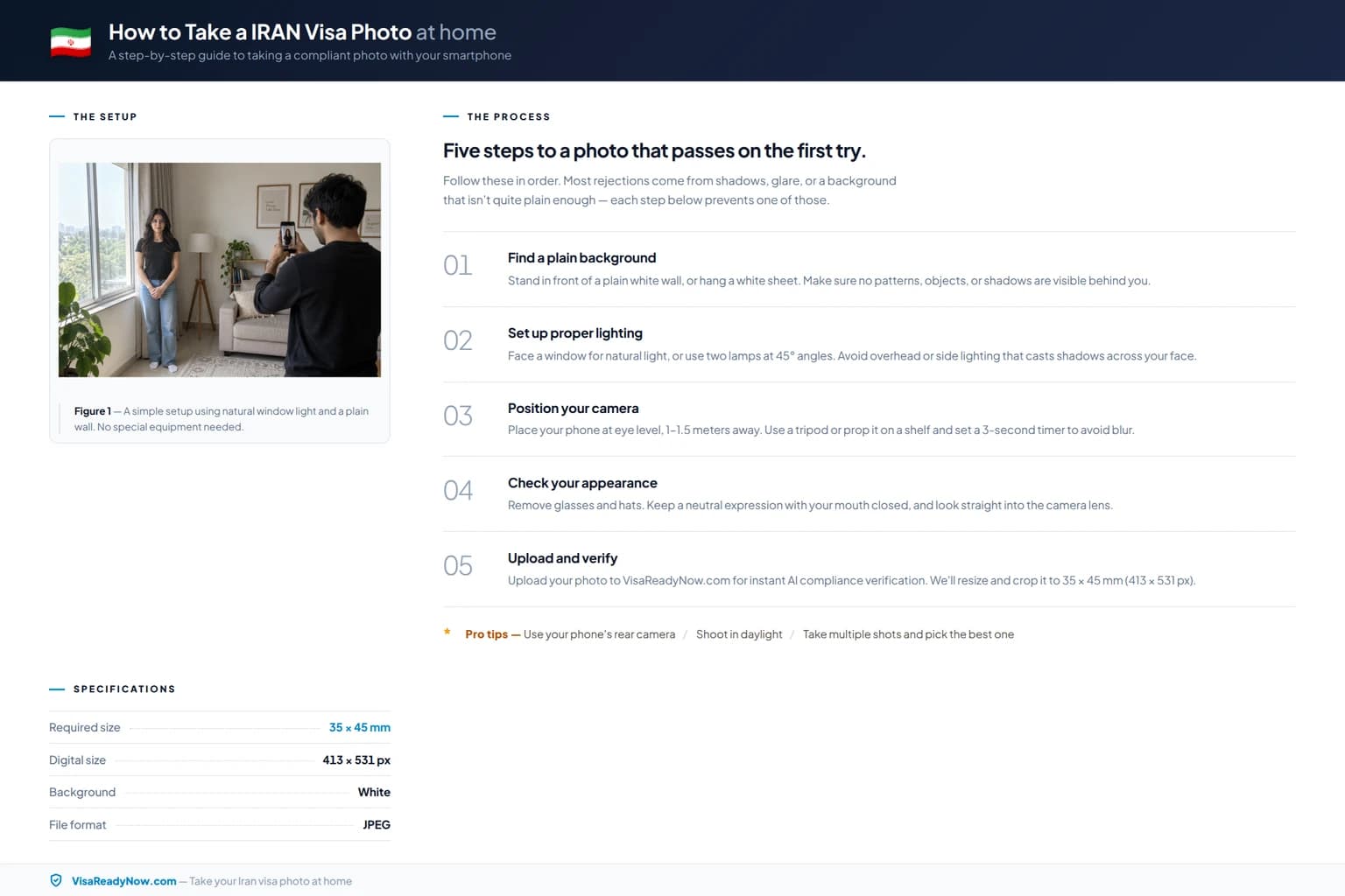 How to take a compliant Iran visa photo at home