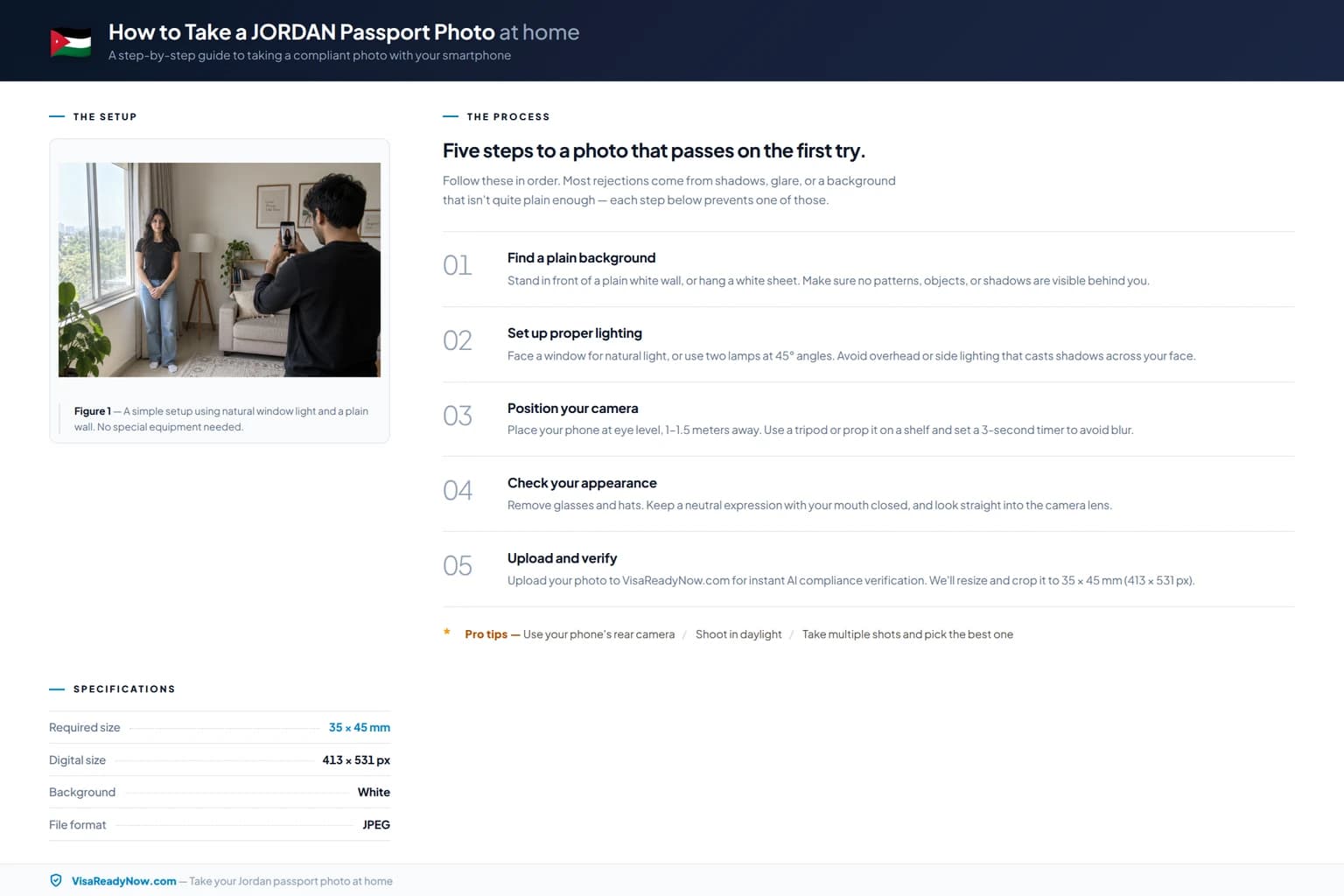 How to take a compliant Jordan passport photo at home