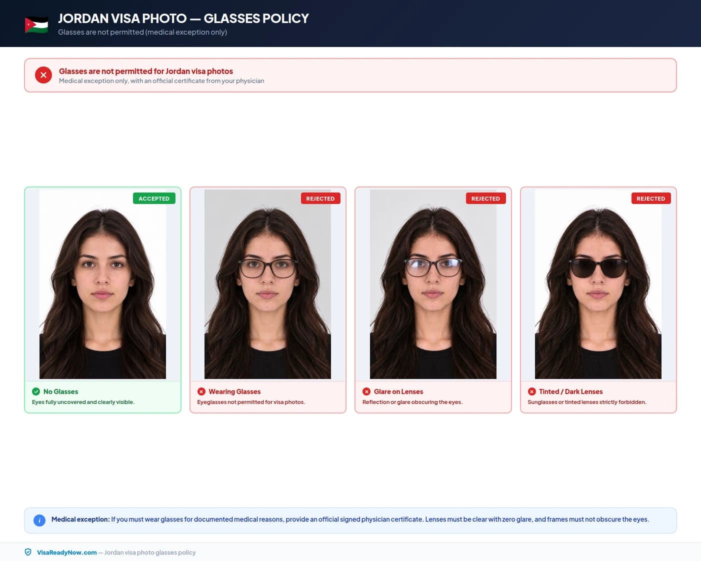 Jordan visa photo glasses and eyewear policy