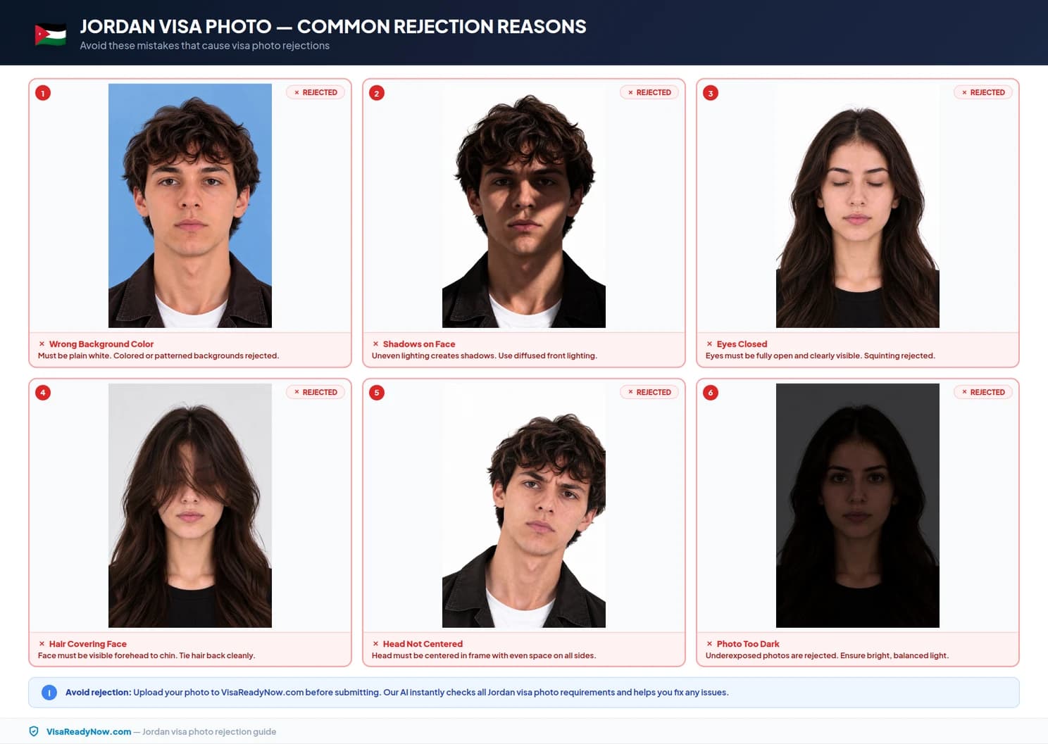 Common Jordan visa photo rejection reasons and fixes