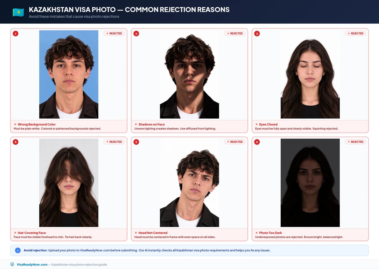 Common Kazakhstan visa photo rejection reasons and fixes