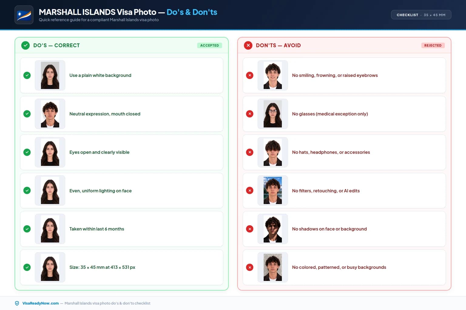 Marshall Islands visa photo dos and donts checklist