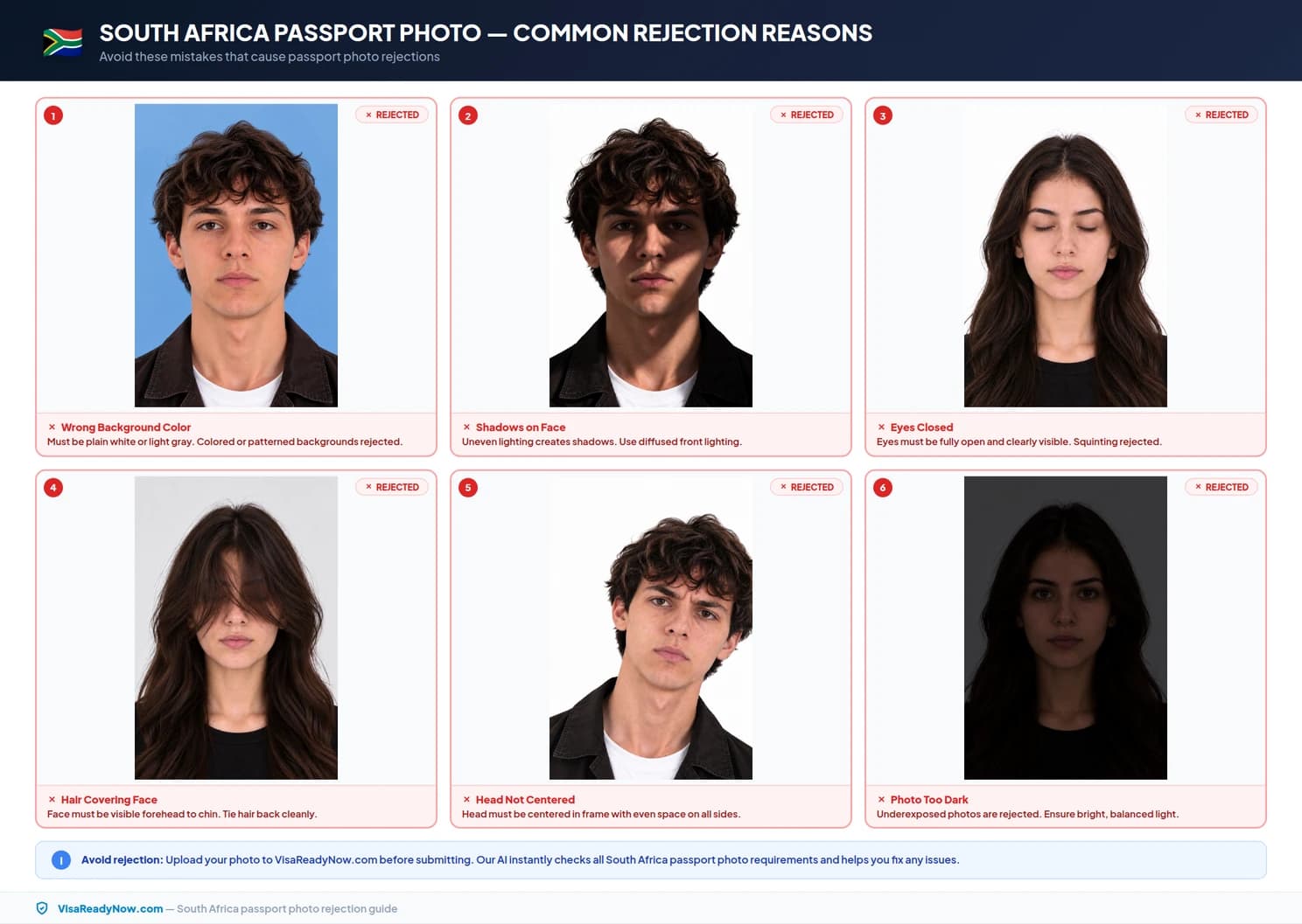 Common South Africa passport photo rejection reasons and fixes