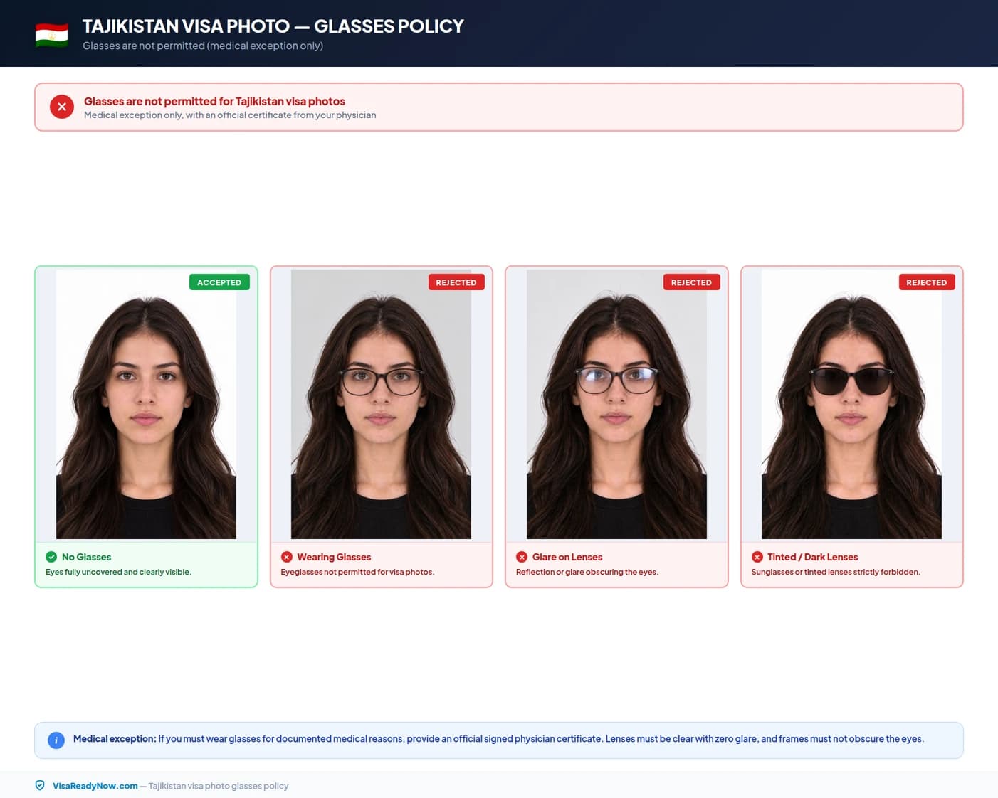 Tajikistan visa photo glasses and eyewear policy