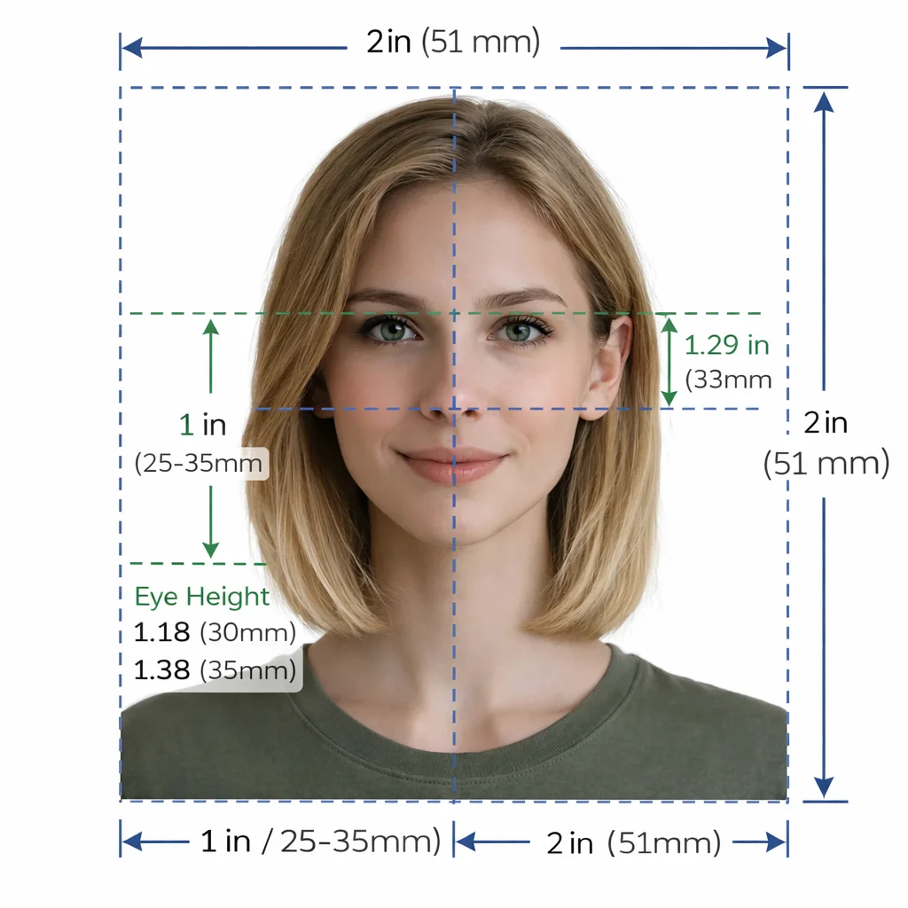 AI Corrected visa photo with perfect background and lighting